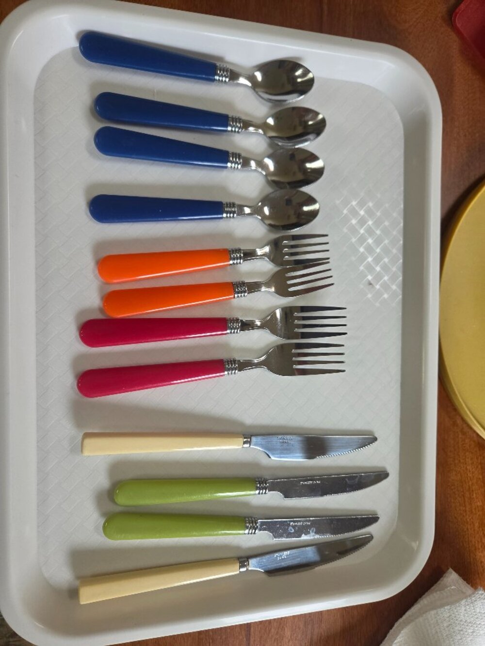 mismatched stainless Steele silverware colorful set 12 pieces